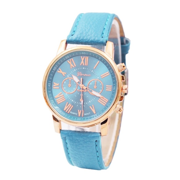 **AELLA* Blue x Gold Classic Solid Color Fashion Quartz Watch - Picture 1 of 1